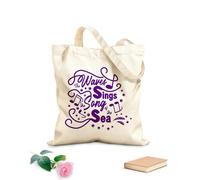 AILOONG Bolsas de compras de poliéster y algodón Las olas cantan canciones del mar inspiradoras Tela de 340g/m² de grosor Reutilizable