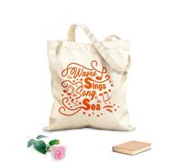 AILOONG Bolsas de compras de poliéster y algodón Las olas cantan canciones del mar inspiradoras Tela de 340g/m² de grosor Reutilizable