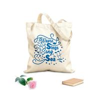 AILOONG Bolsas de compras de poliéster y algodón Las olas cantan canciones del mar inspiradoras Tela de 340g/m² de grosor Reutilizable