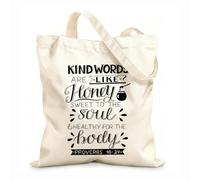AILOONG Bolsas de compras de poliéster y algodón Letras a mano con versículos bíblicos y palabras amables Tela de 12 oz de grosor Reutilizable 25x30cm Pequeño