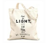 AILOONG Bolsas de compras de poliéster y algodón Letras bíblicas en forma de cruz de Dios es luz Tela de 12 oz de grosor Reutilizable 35x40cm Grande