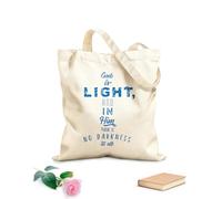 AILOONG Bolsas de compras de poliéster y algodón Letras bíblicas en forma de cruz de Dios es luz Tela de 340g/m² de grosor Reutilizable