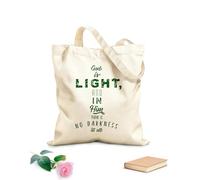 AILOONG Bolsas de compras de poliéster y algodón Letras bíblicas en forma de cruz de Dios es luz Tela de 340g/m² de grosor Reutilizable
