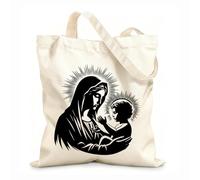 AILOONG Bolsas de compras de poliéster y algodón Madre de Jesús Virgen María Bendita Tela de 12 oz de grosor Reutilizable 35x40cm Grande