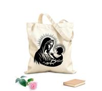 AILOONG Bolsas de compras de poliéster y algodón Madre de Jesús Virgen María Bendita Tela de 12 oz de grosor Reutilizable 35x40cm Grande