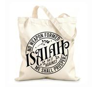 AILOONG Bolsas de compras de poliéster y algodón Ninguna arma forjada contra mí prosperará Tela de 12 oz de grosor Reutilizable 25x30cm Pequeño