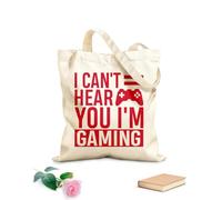 AILOONG Bolsas de compras de poliéster y algodón No puedo oírte, estoy jugando, citas de juegos Tela de 340g/m² de grosor Reutilizable