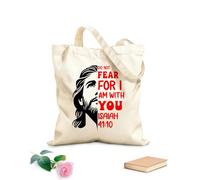 AILOONG Bolsas de compras de poliéster y algodón No temas porque yo estoy contigo cristiano Tela de 12 oz de grosor Reutilizable 35x40cm Grande
