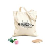AILOONG Bolsas de compras de poliéster y algodón Nube de palabras sobre satisfacción del cliente Tela de 12 oz de grosor Reutilizable 35x40cm Grande