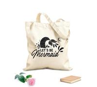 AILOONG Bolsas de compras de poliéster y algodón Seamos sirenas: frase inspiradora sobre el verano Tela de 12 oz de grosor Reutilizable 25x30cm Pequeño