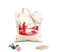 AILOONG Bolsas de compras de poliéster y algodón Silueta divertida de pescador Tela de 340g/m² de grosor Reutilizable