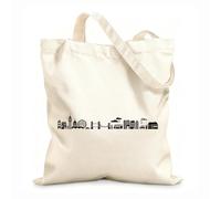 AILOONG Bolsas de compras de poliéster y algodón Siluetas de ciudades europeas Londres Tela de 12 oz de grosor Reutilizable 25x30cm Pequeño