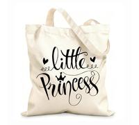 AILOONG Bolsas de compras de poliéster y algodón Tela de 12 oz de grosor Caligrafía moderna de la princesita Reutilizable 31x36cm Mediano