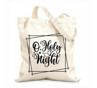 AILOONG Bolsas de compras de poliéster y algodón Tela de 12 oz de grosor Citas inspiradoras de Oh Santa Noche Reutilizable 25x30cm Pequeño