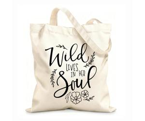 AILOONG Bolsas de compras de poliéster y algodón Tela de 12 oz de grosor Citas inspiradoras de Vidas salvajes en su alma Reutilizable 25x30cm Pequeño