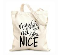 AILOONG Bolsas de compras de poliéster y algodón Tela de 12 oz de grosor Citas inspiradoras sobre ser travieso es lo nuevo bueno Reutilizable 35x40cm Grande