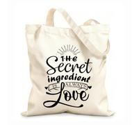AILOONG Bolsas de compras de poliéster y algodón Tela de 12 oz de grosor Citas sobre el ingrediente secreto siempre son el amor Reutilizable 31x36cm Mediano