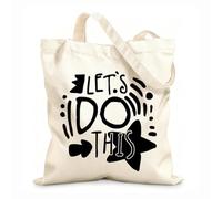 AILOONG Bolsas de compras de poliéster y algodón Tela de 12 oz de grosor Hagamos esto: eslogan positivo escrito a mano Reutilizable 25x30cm Pequeño