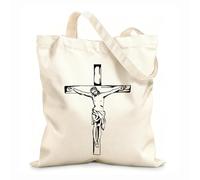 AILOONG Bolsas de compras de poliéster y algodón Tela de 12 oz de grosor Jesucristo Dios y la Biblia Reutilizable 35x40cm Grande