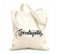 AILOONG Bolsas de compras de poliéster y algodón Tela de 12 oz de grosor Letras románticas de almas gemelas aisladas en blanco Reutilizable 35x40cm Grande