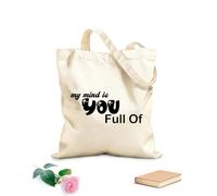 AILOONG Bolsas de compras de poliéster y algodón Tela de 12 oz de grosor Mi mente eres tú, llena de letras negras Reutilizable 25x30cm Pequeño