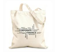 AILOONG Bolsas de compras de poliéster y algodón Tela de 12 oz de grosor Nube de palabras Finanzas corporativas Reutilizable 25x30cm Pequeño