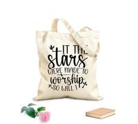 AILOONG Bolsas de compras de poliéster y algodón Tela de 12 oz de grosor Si las estrellas fueron hechas para adorar, yo también lo haré Reutilizable 35x40cm Grande