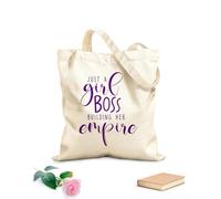 AILOONG Bolsas de compras de poliéster y algodón Tela de 340g/m² de grosor Citas de Solo una jefa construyendo su imperio Reutilizable