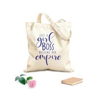 AILOONG Bolsas de compras de poliéster y algodón Tela de 340g/m² de grosor Citas de Solo una jefa construyendo su imperio Reutilizable