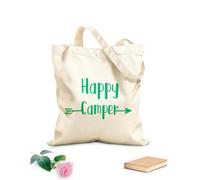 AILOONG Bolsas de compras de poliéster y algodón Tela de 340g/m² de grosor Citas inspiradoras de Happy Camper Reutilizable