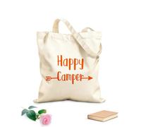 AILOONG Bolsas de compras de poliéster y algodón Tela de 340g/m² de grosor Citas inspiradoras de Happy Camper Reutilizable