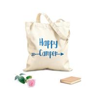 AILOONG Bolsas de compras de poliéster y algodón Tela de 340g/m² de grosor Citas inspiradoras de Happy Camper Reutilizable