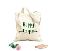 AILOONG Bolsas de compras de poliéster y algodón Tela de 340g/m² de grosor Citas inspiradoras de Happy Camper Reutilizable