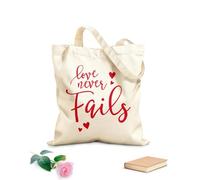 AILOONG Bolsas de compras de poliéster y algodón Tela de 340g/m² de grosor Citas inspiradoras sobre el amor nunca falla Reutilizable