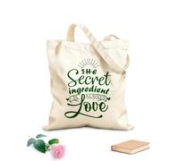 AILOONG Bolsas de compras de poliéster y algodón Tela de 340g/m² de grosor Citas sobre el ingrediente secreto siempre son el amor Reutilizable