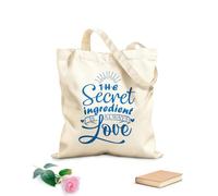 AILOONG Bolsas de compras de poliéster y algodón Tela de 340g/m² de grosor Citas sobre el ingrediente secreto siempre son el amor Reutilizable
