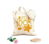 AILOONG Bolsas de compras de poliéster y algodón Tela de 340g/m² de grosor Hagamos esto: eslogan positivo escrito a mano Reutilizable