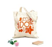 AILOONG Bolsas de compras de poliéster y algodón Tela de 340g/m² de grosor Hagamos esto: eslogan positivo escrito a mano Reutilizable