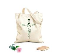 AILOONG Bolsas de compras de poliéster y algodón Tela de 340g/m² de grosor Jesucristo Dios y la Biblia Reutilizable