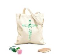AILOONG Bolsas de compras de poliéster y algodón Tela de 340g/m² de grosor Jesucristo Dios y la Biblia Reutilizable