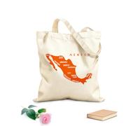 AILOONG Bolsas de compras de poliéster y algodón Tela de 340g/m² de grosor Mapa estilizado dibujado a mano de ciudades de México Reutilizable