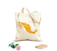 AILOONG Bolsas de compras de poliéster y algodón Tela de 340g/m² de grosor Mapa estilizado dibujado a mano de ciudades de México Reutilizable