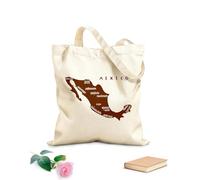 AILOONG Bolsas de compras de poliéster y algodón Tela de 340g/m² de grosor Mapa estilizado dibujado a mano de ciudades de México Reutilizable