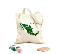 AILOONG Bolsas de compras de poliéster y algodón Tela de 340g/m² de grosor Mapa estilizado dibujado a mano de ciudades de México Reutilizable