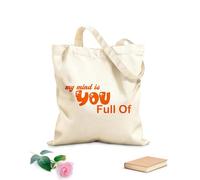 AILOONG Bolsas de compras de poliéster y algodón Tela de 340g/m² de grosor Mi mente eres tú, llena de letras negras Reutilizable