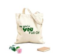 AILOONG Bolsas de compras de poliéster y algodón Tela de 340g/m² de grosor Mi mente eres tú, llena de letras negras Reutilizable