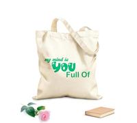 AILOONG Bolsas de compras de poliéster y algodón Tela de 340g/m² de grosor Mi mente eres tú, llena de letras negras Reutilizable