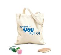 AILOONG Bolsas de compras de poliéster y algodón Tela de 340g/m² de grosor Mi mente eres tú, llena de letras negras Reutilizable