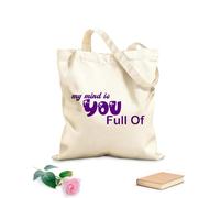 AILOONG Bolsas de compras de poliéster y algodón Tela de 340g/m² de grosor Mi mente eres tú, llena de letras negras Reutilizable