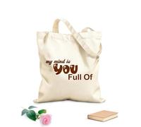 AILOONG Bolsas de compras de poliéster y algodón Tela de 340g/m² de grosor Mi mente eres tú, llena de letras negras Reutilizable